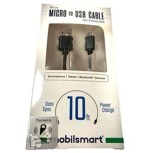 4/$20 Mobilsmart Micro To Usb Cable Sync And Charge 10ft black